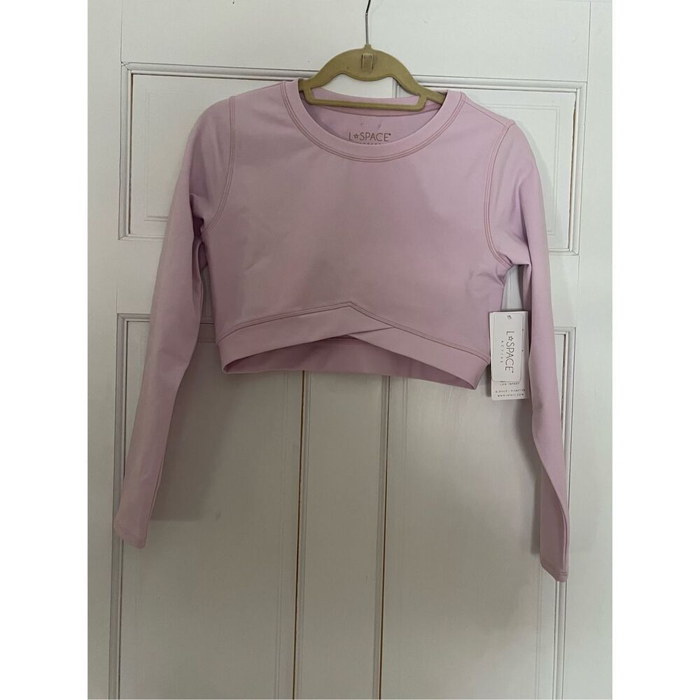 L*Space Pink Long Sleeve Crop Top XL New With Tags Athletic Activewear